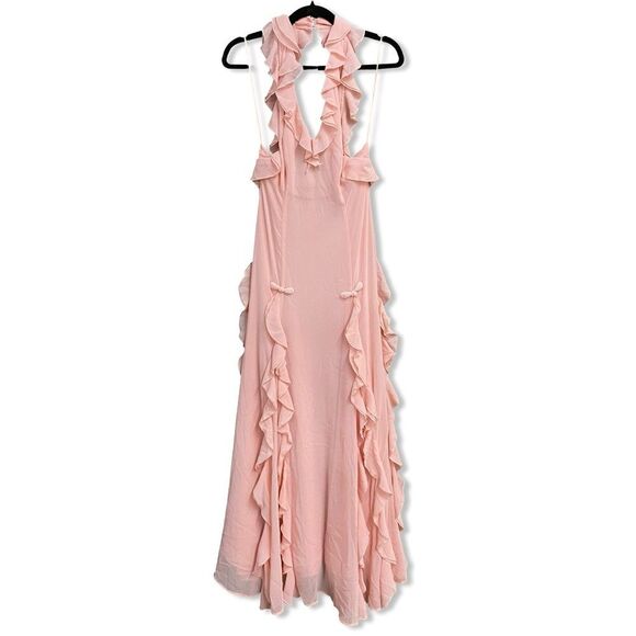 Sau Lee Fiona Dress Baby Pink Ruffle Maxi chiffon gown wedding prom Revolve 4 - Picture 5 of 12